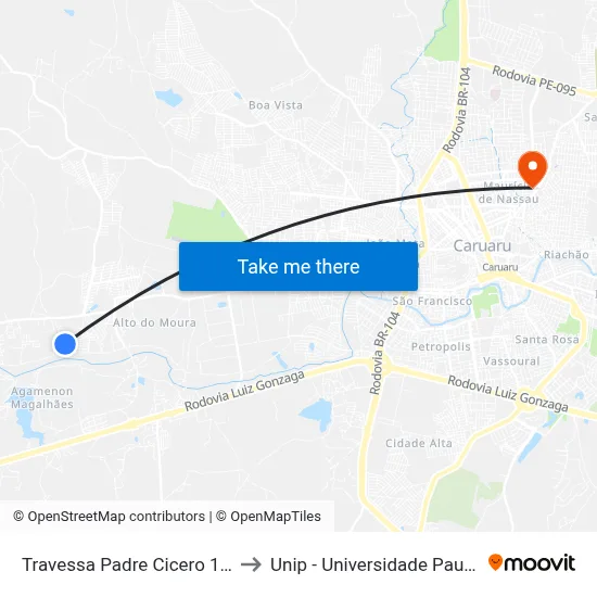 Travessa Padre Cicero 1245 to Unip - Universidade Paulista map