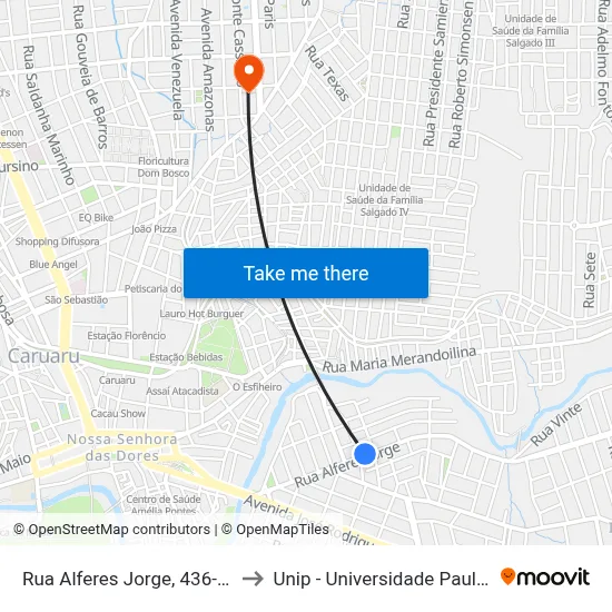 Rua Alferes Jorge, 436-480 to Unip - Universidade Paulista map