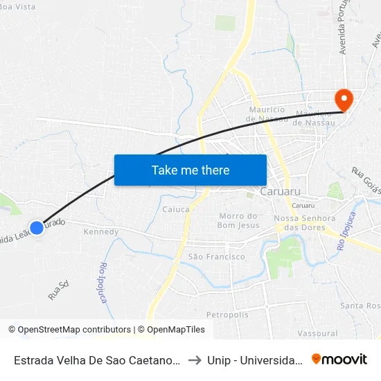 Estrada Velha De Sao Caetano Dist Indust, 2265 to Unip - Universidade Paulista map