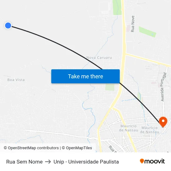 Rua Sem Nome to Unip - Universidade Paulista map