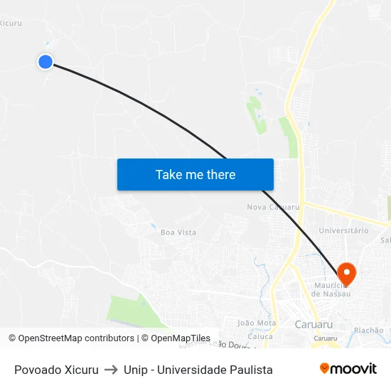 Povoado Xicuru to Unip - Universidade Paulista map