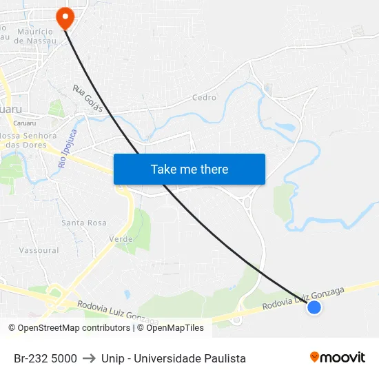 Br-232 5000 to Unip - Universidade Paulista map