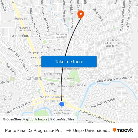 Ponto Final Da Progresso- Praça Do Rosário to Unip - Universidade Paulista map