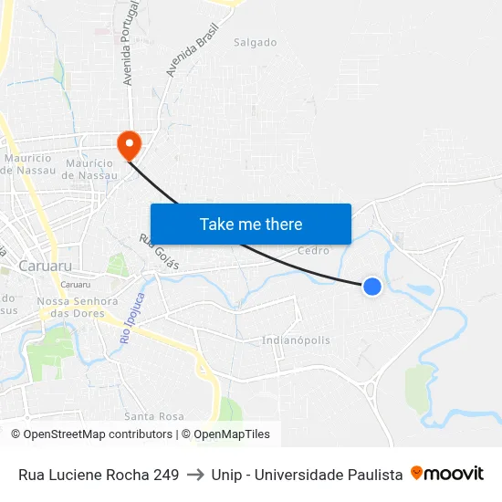 Rua Luciene Rocha 249 to Unip - Universidade Paulista map