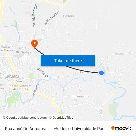 Rua José De Arimatéa 114 to Unip - Universidade Paulista map