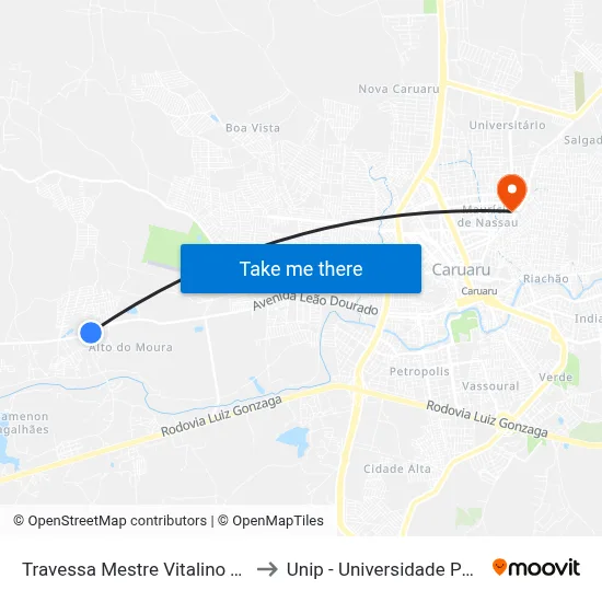 Travessa Mestre Vitalino Tc 230 to Unip - Universidade Paulista map