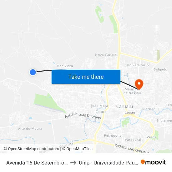 Avenida 16 De Setembro 163 to Unip - Universidade Paulista map