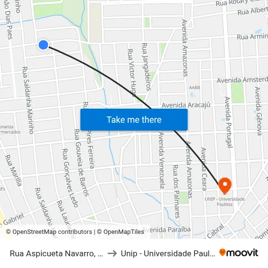 Rua Aspicueta Navarro, 310 to Unip - Universidade Paulista map