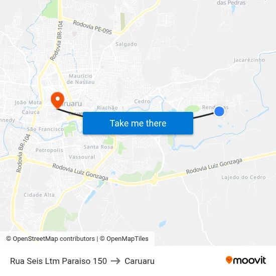 Rua Seis Ltm Paraiso 150 to Caruaru map