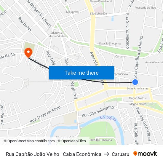 Rua Capítão João Velho | Caixa Econômica to Caruaru map