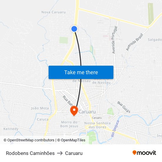 Rodobens Caminhões to Caruaru map