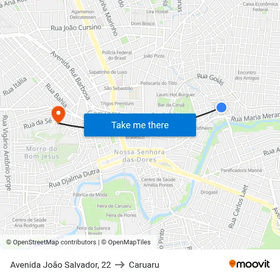 Avenida João Salvador, 22 to Caruaru map
