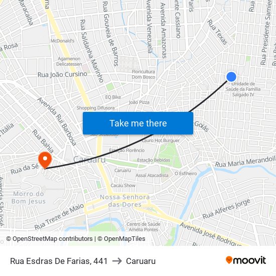 Rua Esdras De Farias, 441 to Caruaru map