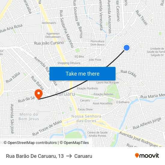 Rua Barão De Caruaru, 13 to Caruaru map
