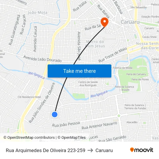 Rua Arquimedes De Oliveira, 95 - Caruaru to Caruaru map