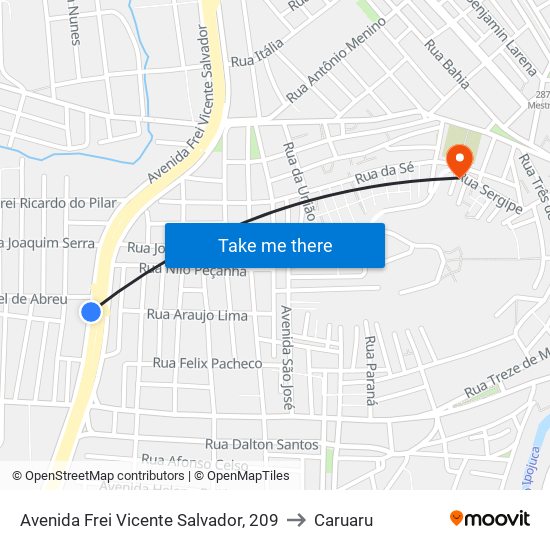 Avenida Frei Vicente Salvador, 209 to Caruaru map