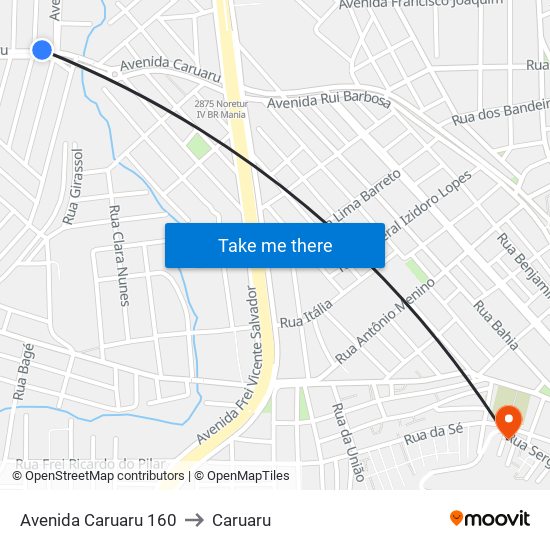 Avenida Caruaru 160 to Caruaru map