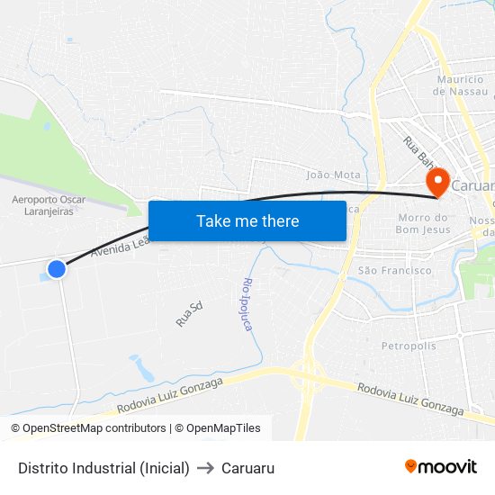 Distrito Industrial (Inicial) to Caruaru map