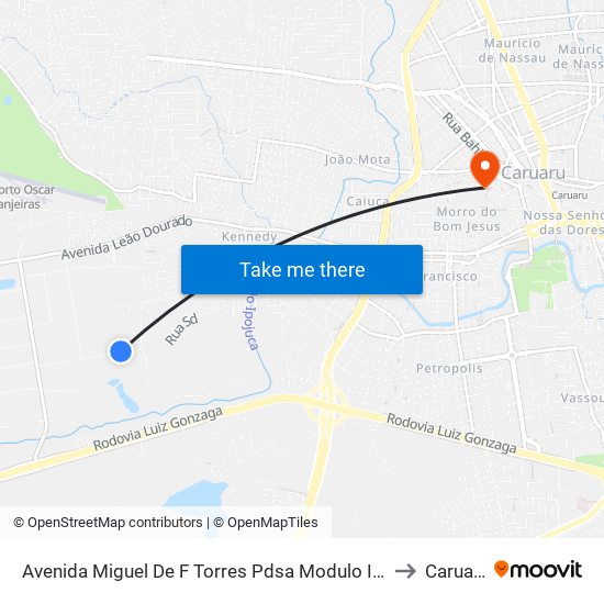 Avenida Miguel De F Torres Pdsa Modulo I, 700 to Caruaru map