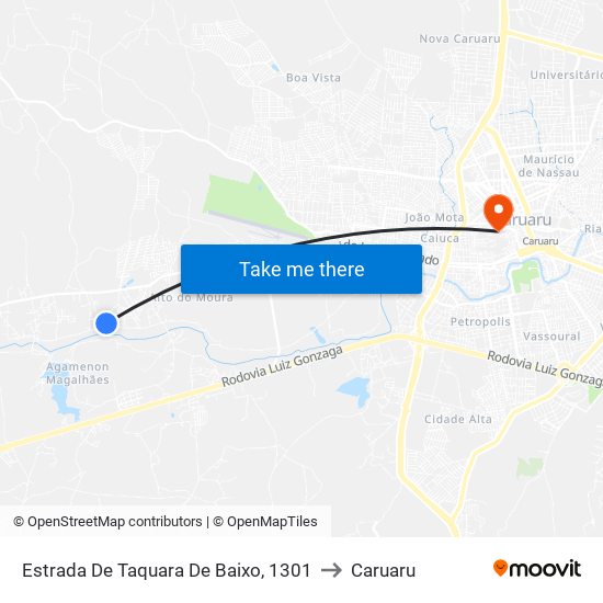 Estrada De Taquara De Baixo, 1301 to Caruaru map