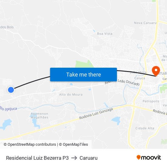 Residencial Luiz Bezerra P3 to Caruaru map