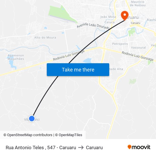 Rua Antonio Teles , 547 - Caruaru to Caruaru map