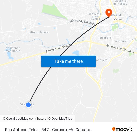 Rua Antonio Teles , 547 - Caruaru to Caruaru map