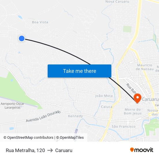 Rua Metralha, 120 to Caruaru map