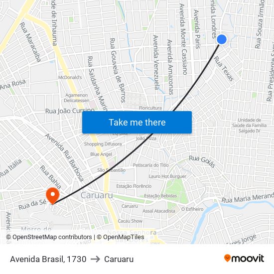 Avenida Brasil, 1730 to Caruaru map