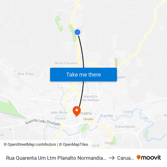 Rua Quarenta Um Ltm Planalto Normandia, 11 to Caruaru map