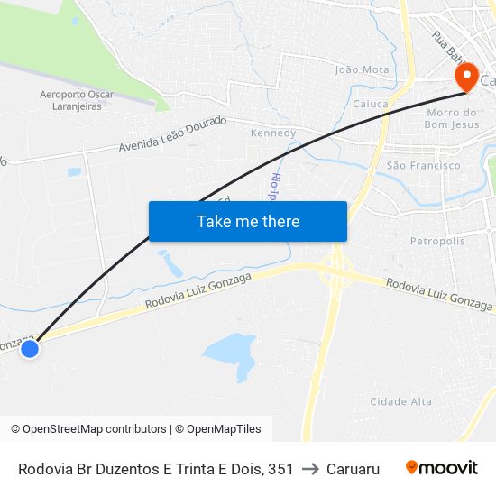 Rodovia Br Duzentos E Trinta E Dois, 351 to Caruaru map