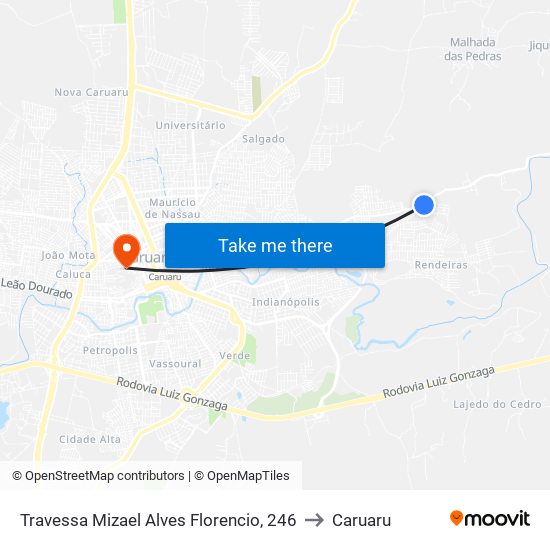 Travessa Mizael Alves Florencio, 246 to Caruaru map