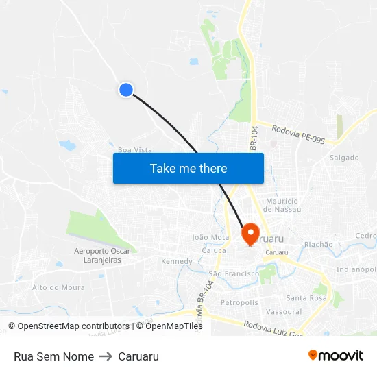 Rua Sem Nome to Caruaru map
