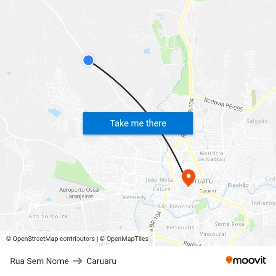 Rua Sem Nome to Caruaru map