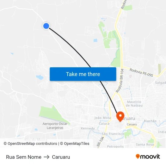 Rua Sem Nome to Caruaru map