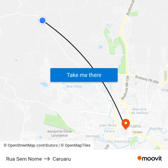 Rua Sem Nome to Caruaru map