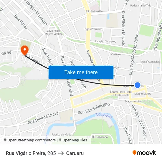 Rua Vigário Freire, 285 to Caruaru map
