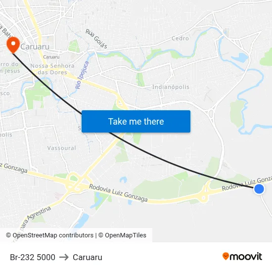 Br-232 5000 to Caruaru map