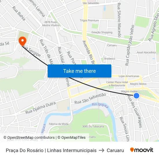 Praça Do Rosário | Linhas Intermunicipais to Caruaru map