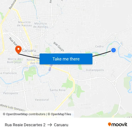 Rua Reaie Descartes 2 to Caruaru map
