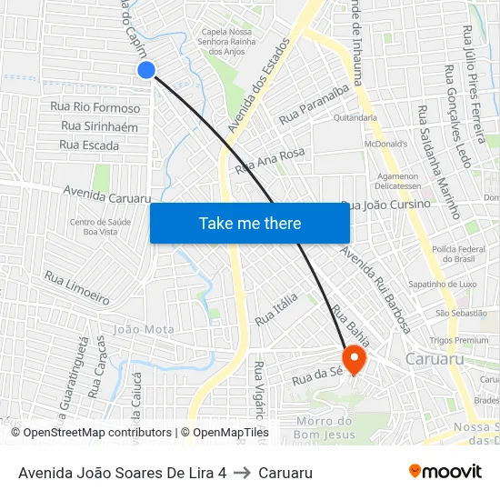 Avenida João Soares De Lira 4 to Caruaru map