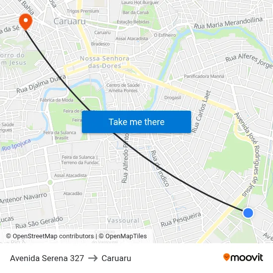 Avenida Serena 327 to Caruaru map