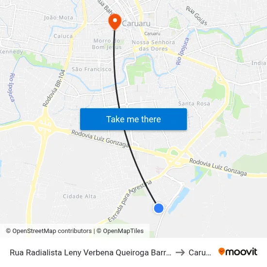 Rua Radialista Leny Verbena Queiroga Barros 204 to Caruaru map