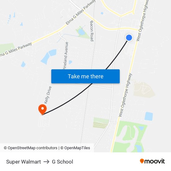 Super Walmart to G School map