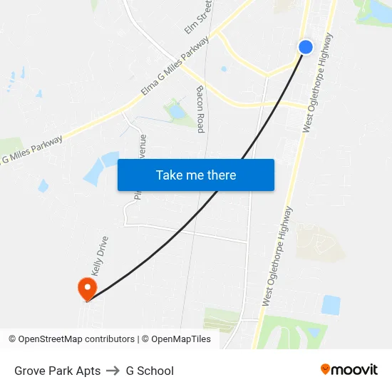 Grove Park Apts to G School map