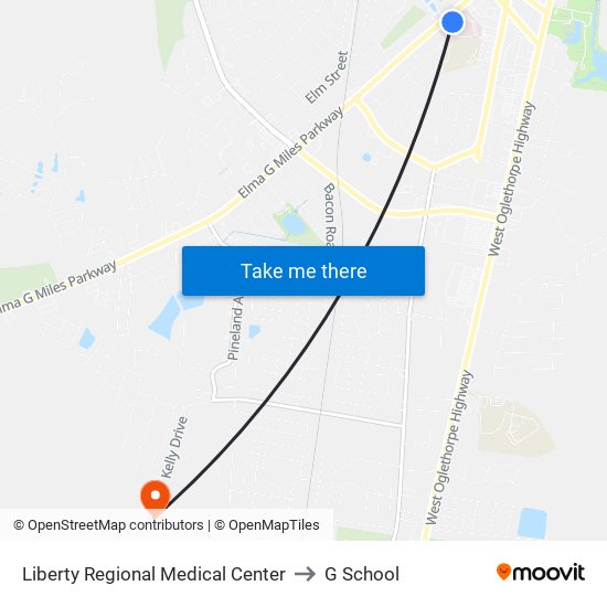 Liberty Regional Medical Center to G School map