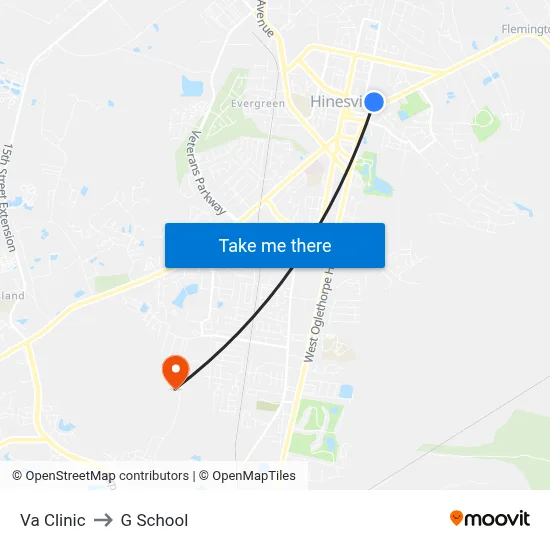 Va Clinic to G School map