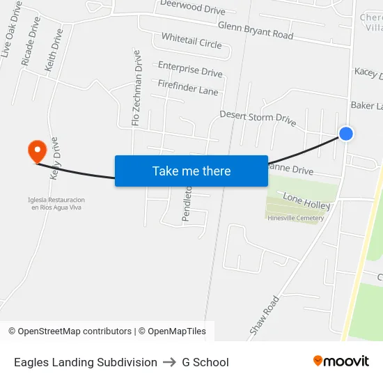 Eagles Landing Subdivision to G School map