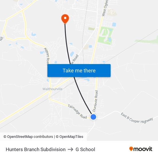 Hunters Branch Subdivision to G School map