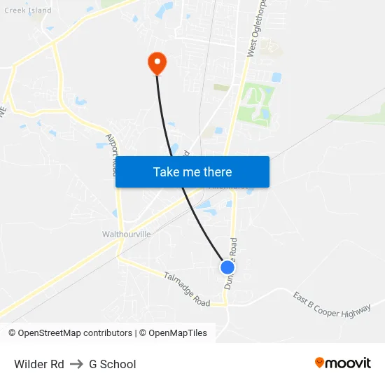 Wilder Rd to G School map